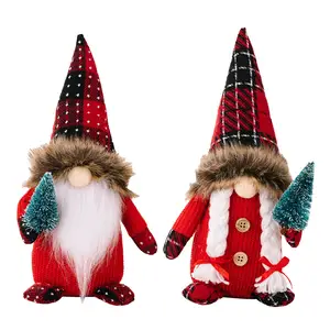Natal Red Faceless Boneca Papai Noel Atmosfera Anão Decorado Gnome Com Mini Árvore Para Presentes De Natal Brinquedo