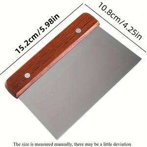 Raspador de Masa de Acero Inoxidable con Mango de Madera, Raspador de Metal para Banco de Trabajo, Cortador Multiusos para Masa, Pizza, Pastel, Herramienta para Hornear - Product Image 2