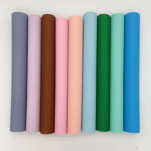 Tela de cuero sintético con textura Litchi para hacer zapatos, bolso, cartera, pendientes, monedero, tejido liso de colores sólidos - Product Image 2