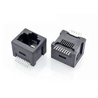 Prise réseau RJ45 8P8C 180 °   Connecteur PCB vertical tout plastique noir pour appareils Ethernet