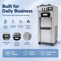 CY-8668 Nieuwe Hoge Capaciteit 50-60L/H Soft Serve IJsmachine 3500W Stabiele Koeling 3 Smaken Commerciële RVS