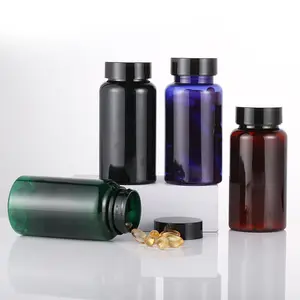 80ml/120ml/150ml/200ml/250ml plastic custom green blue capsule bottles vitamin capsule glass flip top bottle