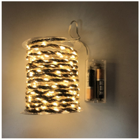 Guirlande lumineuse corde de chanvre B/O, flexible, à piles, éclairage décoratif d'extérieur et d'intérieur