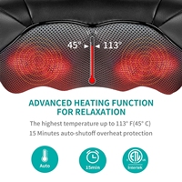 Masseur électrique Shiatsu 3D chauffant pour le dos, le cou et les épaules, avec fonction de pétrissage profond et coussin chauffant intégré