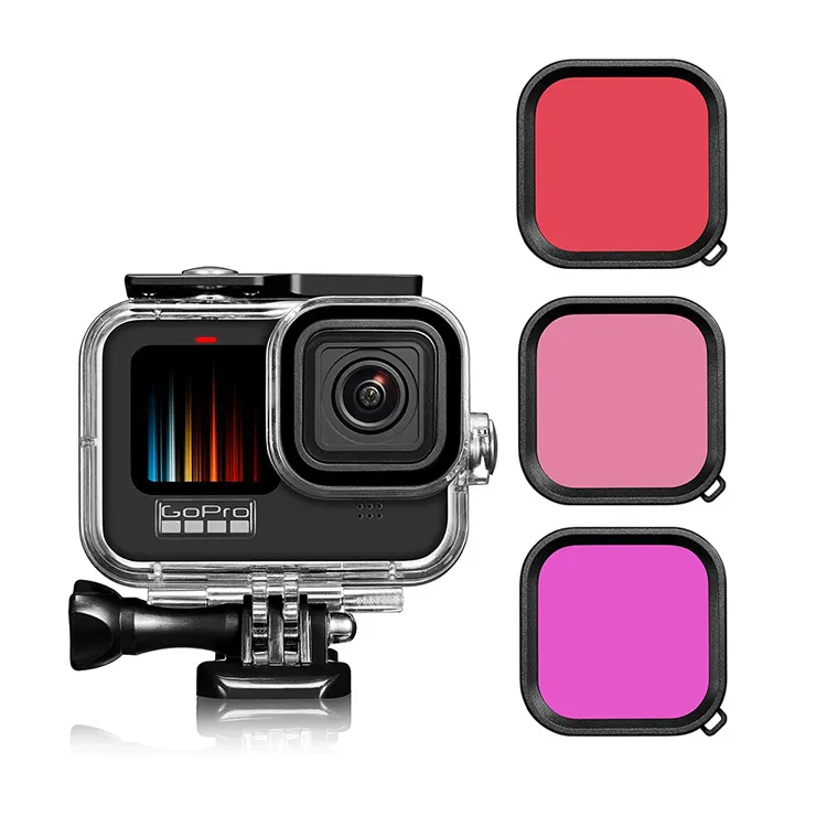 Lianmi Waterproof Case GoPro Hero 9 Three-Color Filter Diving Underwater Protective Housing Case For GoPro10