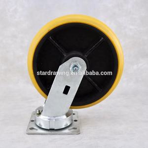 S-S <span class=keywords><strong>Roulette</strong></span> industrielle de 8 pouces en fonte PU en fer forgé - Product Image 3