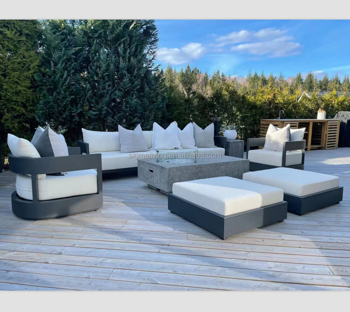 Hot sale luxury outdoor furniture classic all weather aluminum metal garden sofa