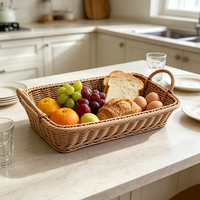 Panier à fruits et en-cas en rotin PP tressé, fait main, écologique, de qualité alimentaire, avec poignées, facile à nettoyer, pour la décoration de la maison, de la cuisine et de la table