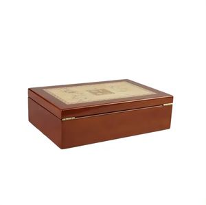 Boîte de rangement de luxe en bois écologique faite à la main, dorée/argentée, coffre au trésor, emballage pour collection de pièces de monnaie, MDF rectangulaire - Product Image 4