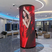 Écran de colonne d'intérieur d'affichage vidéo de cylindre de haute résolution de 360 ° degrés sur le mur mené par panneau d'affichage de bâtiment