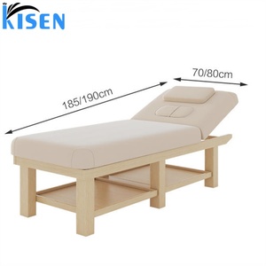 2024 New Design Hot Sale High Quality Cream <b>White</b> Beauty Bed Massage <b>Table</b> with Wood Frame for Beauty SPA Salon Furniture - Product Image 1