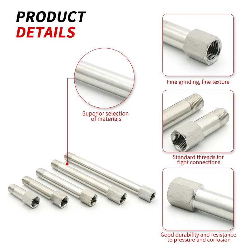 Hot Selling Male Adapter Connector Fittings Hex Bushing Threaded Pipe Fitting Hose Connection Stainless Steel Nipple