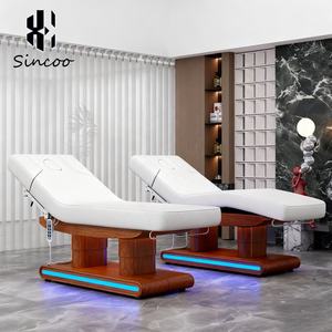 High Quality Double Column Electric Beauty Massage <b>Bed</b> Wood with <b>LED</b> 4 Motor Electric Spa Facial <b>Bed</b> <b>Bed</b> for Beauty Salon - Product Image 5
