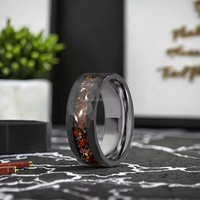POYA Jewelry 8mm Bague en carbure de tungstène Finition martelée noire Os de dinosaure Mariages Fiançailles Fêtes Cadeaux à la mode