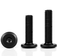 Vis à tête plate chanfreinée en acier inoxydable M2-M12, filetage grossier, finition oxyde noir