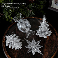 Ornements de Noël suspendus en acrylique transparent LINGKAI, forme de ballerine, de cerf et de flocon de neige, pendentif pour arbre de Noël