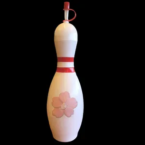 Yeni stil promosyon plastik Bowling yaratıcı Pin şekli içecek saman yard kupası