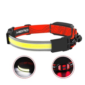 Lampe frontale rechargeable Cob 2000 Mmah, luminosité réglable avec flash rouge pour la course à pied et la pêche - Product Image 2