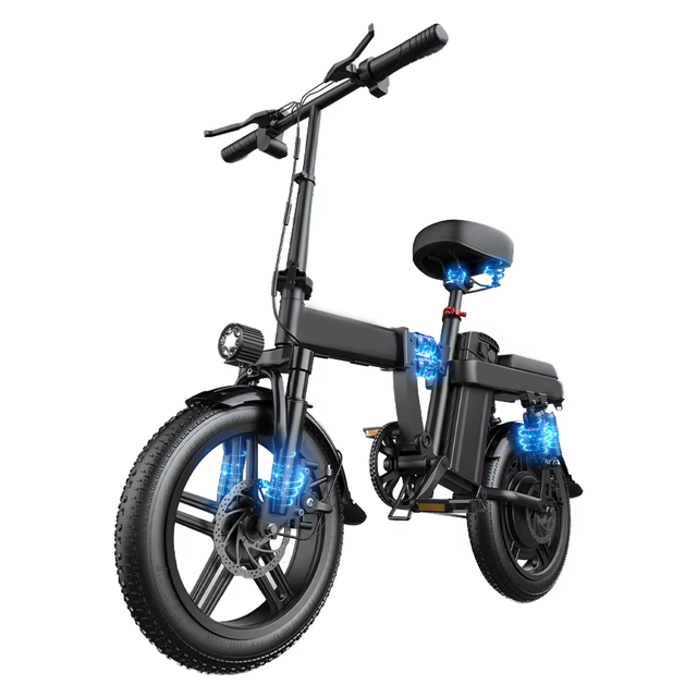China Factory Direct Sales 48V Lithium Battery Steel Frame 3 Speed Disc Brake Folding Electric Bicycle 10" Wheels Aluminum Fork