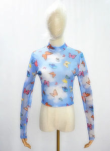 Camiseta de Mujer, Nueva Colección, Corte Ajustado, Seda/Algodón, Cuello en V, Manga Larga, Transpirable, Secado Rápido, Sexy, Ecológica, Informal, Jacquard - Product Image 2