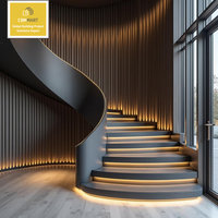 Escalier en colimaçon incurvé/à arc CBMmart, garde-corps en fer pour villa moderne de luxe, escalier intérieur haut de gamme