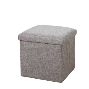 Taburete de almacenamiento de esponja multifuncional, mesa de té, taburete para zapatos de lino, plegable, color liso, varios modelos de cajas de almacenamiento - Product Image 1
