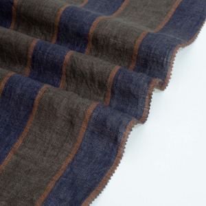Tela de Lino 100% Tejida, Certificada OEKO-TEX 100, Agradable al Tacto, con Rayas, Teñida con Hilo, Lavada, Orgánica, para Prendas de Vestir - Product Image 4