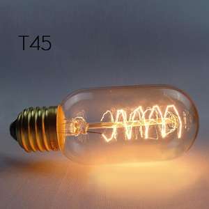 Ampoule à incandescence vintage T45 40W <span class=keywords><strong>petit</strong></span> tube en verre avec filament de tungstène <span class=keywords><strong>Edison</strong></span> Style E26/E27 240v - Product Image 2