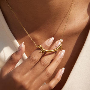 <span class=keywords><strong>Collar</strong></span> con Colgante de Gato o Perro de Acero Inoxidable Chapado en Oro de 18K Clásico de Zhixuan, Joyería de Moda para Mujer con Pedrería - Product Image 3