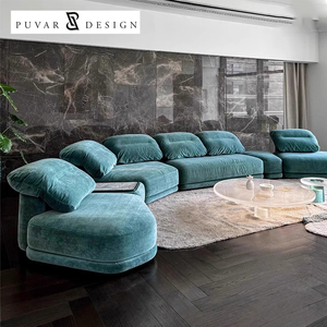 Sofá Modular Curvo Minimalista de Diseño Italiano, Sofá Seccional de Tela Irregular para Sala de Estar - Product Image 1