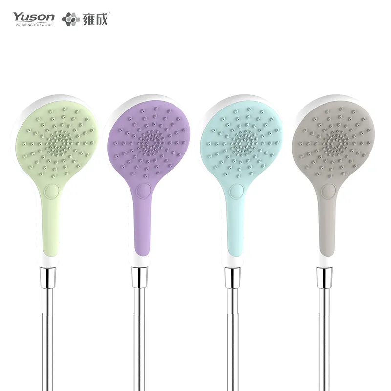 POM Colorful High Level Hand shower Head Soft Surface ABS New Chrome Hand Showers without Diverter 3 Function 101mm-150mm