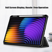 Étui en cuir PU ultra-fin à trois volets avec support pour Xiaomi Pad 8 Pro, coque arrière transparente en acrylique avec porte-crayon
