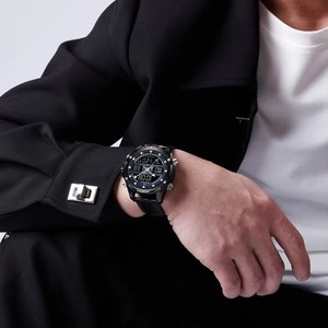 Drioshipping Fashionable Sports <b>Watches</b> Multi Functional <b>Digital</b> and Quartz Movement Men Wristwatch - Product Image 5