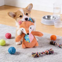 Jouets à mâcher pour animaux de compagnie en forme d'animaux de dessin animé mignons, ensemble de jouets à couiner pour chiens et chats, jouets interactifs en peluche pour l'entraînement, petite/moyenne taille