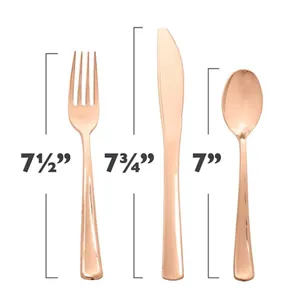 Wholesale bulk disposable flatware silverware set rose gold glitter plastic fork spoon knife cutlery set combo