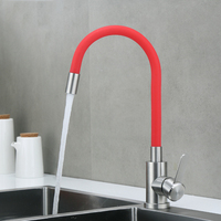 Robinet de cuisine en acier inoxydable 304, mélangeur multicolore avec tube flexible en silicone, pivotant à 360 degrés, robinet d'eau chaude et froide pour évier de cuisine