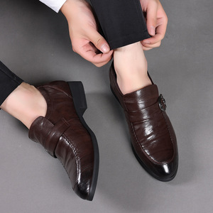 Chaussures en cuir véritable pour hommes, en peau de mouton de qualité supérieure, chaussures de ville formelles pour hommes, style bout fermé, style décontracté britannique - Product Image 2