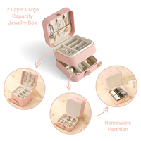 Boîte de rangement portable pour bijoux, boîte à bijoux multi-couches avec boîte de rangement pour bagues, organisateur de colliers et organisateur de bracelets