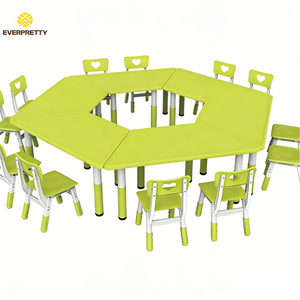 Ensemble <span class=keywords><strong>de</strong></span> table et chaise pour enfants en plastique au design moderne, mobilier scolaire pour maternelle, ensemble <span class=keywords><strong>de</strong></span> bureau modulaire coloré pour garderie - Product Image 2