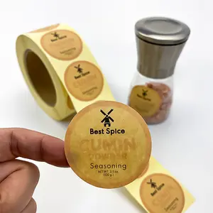 Miếng Dán Giấy Kraft Dính Giá Tốt Cuộn Nhãn Tròn Thực Phẩm Không Thể Tháo Rời - Product Image 1
