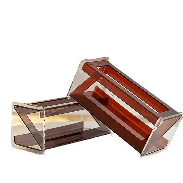 Acrylic Z shape brown storage box remote control display stand magazine mobile phone book desktop organizer box