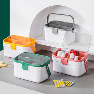 Shantou <b>Pill</b> <b>Storage</b> <b>Case</b> 4 Grids Double Layer Portable Plastic Medicine Box With Flip Top For Household Use - Product Image 2