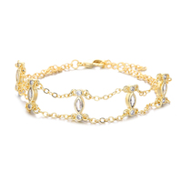 OUGEPHELI Bracelet Tennis de Luxe en Argent 925 avec Moissanite Marquise sertie clos, Double Chaîne, Fermoir Mousqueton et Extension