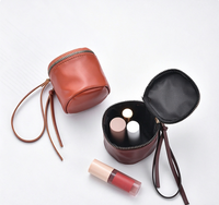Dompet Koin Kulit Mini Vintage dengan Ritsleting dan Tali Pergelangan Tangan