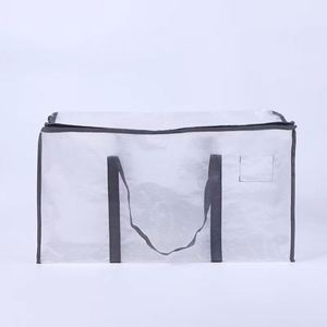 Clear Extra Large Heavy-Duty PP Woven Storage <b>Bags</b> <b>Foldable</b> Reusable with Backpack Straps Moving Promotional Shopping Solution - Product Image 6