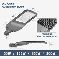 Éclairage routier et autoroutier étanche IP65 JY-G1001 50W 100W 200W, allumage crépusculaire, économie d'énergie