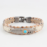 Mode turquie bleu diable oeil alliage boucle Bracelet en cuir multicouche à la main tissage filles accessoires portant Bracelet