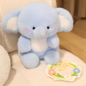 Heureux petit bavoir d'éléphant bleu en peluche mignon PP coton remplissage peluche jouet décoration compagnon poupée - Product Image 5