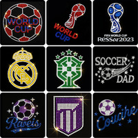 Nouvel emblème d'équipe de football 2026 – Autocollant thermocollant en strass, technologie de transfert à chaud, personnalisation sur mesure, manches courtes