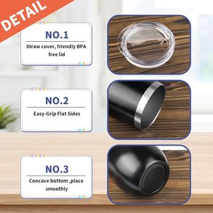 Gobelet à vin en acier inoxydable en gros avec couvercle, ensemble de tasses isothermes personnalisées, tasses à café de voyage de 12 oz, lot de 1, noir - Product Image 4